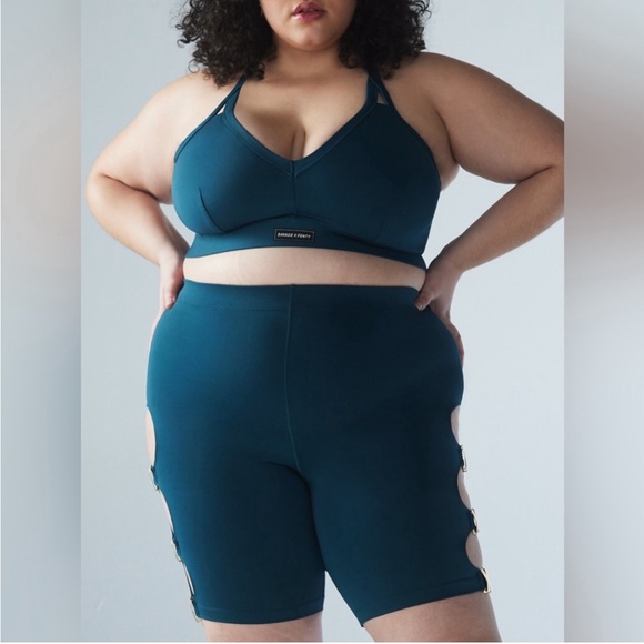 NWT Savage FENTY SAVAGEXXX BIKE SHORTS- dark green/teal- Size 1X Rhianna - Picture 1 of 8